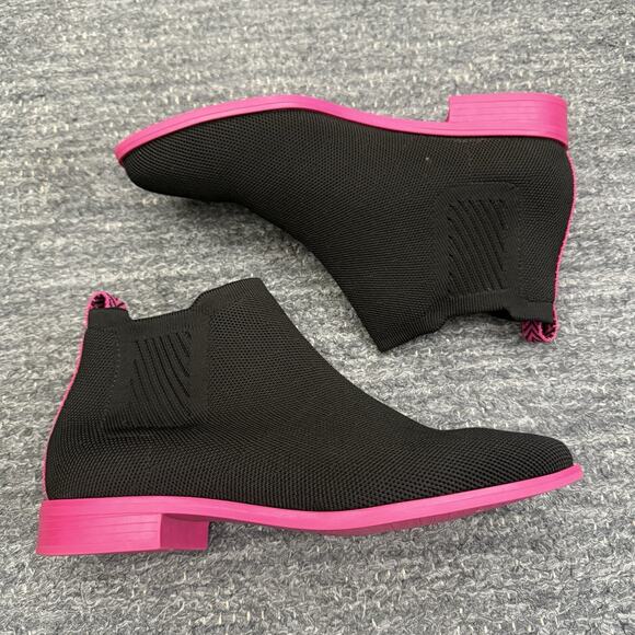 Vivaia Ryan Pro Square Toe Ankle Boots 7.5 Black Knit Water Repellent Booties - Picture 5 of 12